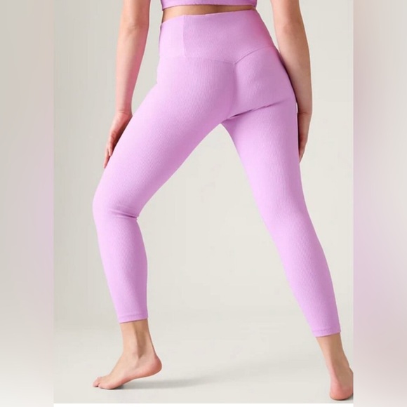 ATHLETA M Ultra High Rise Elation Tight Medium Orchid Pink Ribbed - Picture 4 of 7